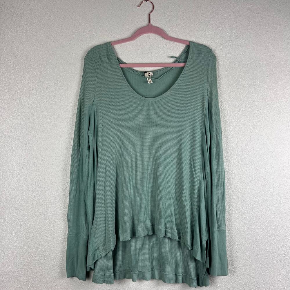 We The Free Malibu Thermal Top Sage Green Waffle Knit Small - Picture 3 of 8
